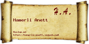 Hamerli Anett névjegykártya